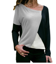 Load image into Gallery viewer, Women Clothing Loose Long Sleeve Cotton Casual Blouse Shirt Pactchwork Tops Fashion Blouse
