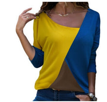 Load image into Gallery viewer, Women Clothing Loose Long Sleeve Cotton Casual Blouse Shirt Pactchwork Tops Fashion Blouse
