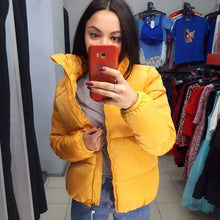 Load image into Gallery viewer, FORERUN Fashion Bubble Coat Solid Standard Collar Oversized Short Jacket Winter Autumn Female Puffer Jacket Parkas Mujer 2019