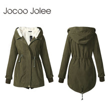 Load image into Gallery viewer, Jocoo Jolee Women Winter Parkas Fashion Mid Long Wadded Coat Female Hooded Thick Cotton Warm Jacket Overcoats Plus Size 5XL