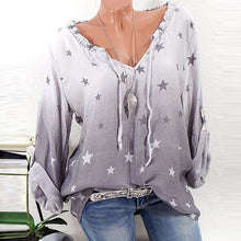 Load image into Gallery viewer, Summer Women Clothing 2019 Stars Print Chiffon Blouse Casual Long-sleeved Shirt Blusas Women Loose Plus Size Tunic