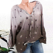 Load image into Gallery viewer, Summer Women Clothing 2019 Stars Print Chiffon Blouse Casual Long-sleeved Shirt Blusas Women Loose Plus Size Tunic
