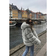 Load image into Gallery viewer, Womens Hoodie Fluffy Fur Coat Fleece Long Sleeve Winter Outdoor Parka Jacket Top  Womens Thickness Coats Windbreaker