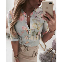 Load image into Gallery viewer, Women Long Half Sleeve Loose Shirts Shirt OL Clothes Plain Casual Button Blouse Office Lady Summer Chiffon Shirts blusa feminina