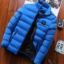 Load image into Gallery viewer, 2019 Men Casual Hooded Parka Salomon Printed Winter Men Fashion Patchwork Cotton Slim Fit Coat Thick Warm Homme's Zipper Jacket