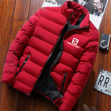Load image into Gallery viewer, 2019 Men Casual Hooded Parka Salomon Printed Winter Men Fashion Patchwork Cotton Slim Fit Coat Thick Warm Homme's Zipper Jacket