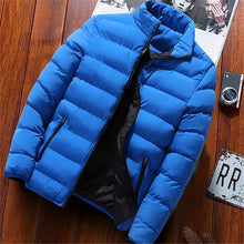 Load image into Gallery viewer, 2019 Men Casual Hooded Parka Salomon Printed Winter Men Fashion Patchwork Cotton Slim Fit Coat Thick Warm Homme's Zipper Jacket