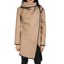 Load image into Gallery viewer, Woman Jackets Winter 2019 Feminine Coat Warm Irregular Bow Zippers Sleeve Long Warm Coat Wool Jacket Parka Windbreaker Plus Size