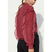 Load image into Gallery viewer, Only Plus Bowknot Flounce Hem Strip Blouse Autumn Spring V-Neck Long Sleeve Shirt Casual Shirt Female OL Blouse With Tessels