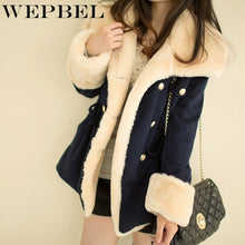 Load image into Gallery viewer, WEPBEL Winter Warm Coats Women Wool Slim Double Breasted Wool Coat Winter Jacket Women Fur Women's Coat Jackets
