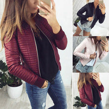 Load image into Gallery viewer, Women Spring Autumn Coat Short Section Outerwear Cotton Padded Warm Jacket Outerwear Casual Pink Black Thin Female Clothes